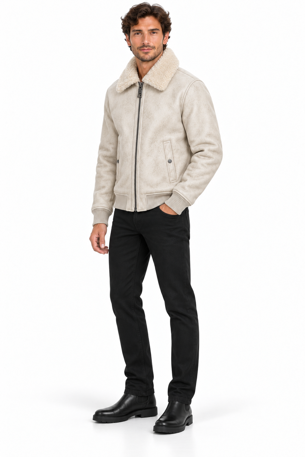 SEINSE Bomber Effetto Montone – Panna