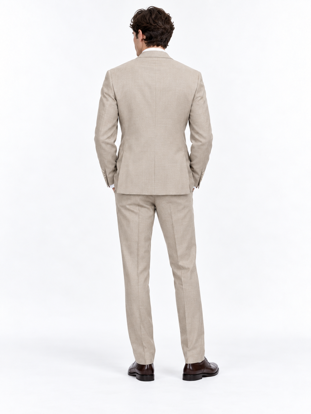 Abito completo Hugo Boss beige, vista posteriore illustrativa