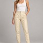 Pantaloni Pinko avorio effetto pelle - fronte su modella