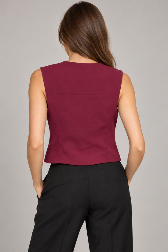 Gilet Please donna bordeaux - retro su modella
