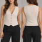 Gilet Please donna beige - retro su modella