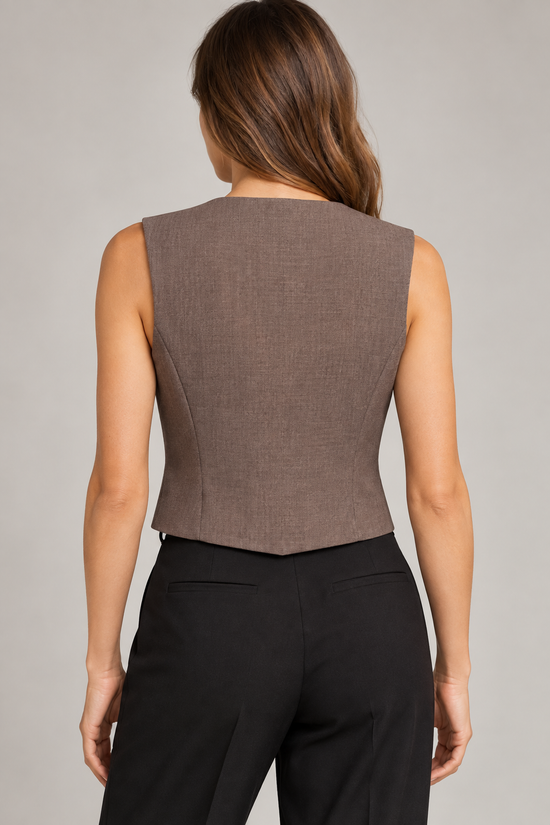 Gilet Please donna nocciola - retro su modella