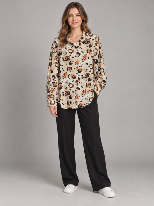 Camicia Please donna fantasia animalier - fronte su modella
