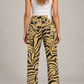 Pantaloni Please zebrati ocra e neri - retro su modella