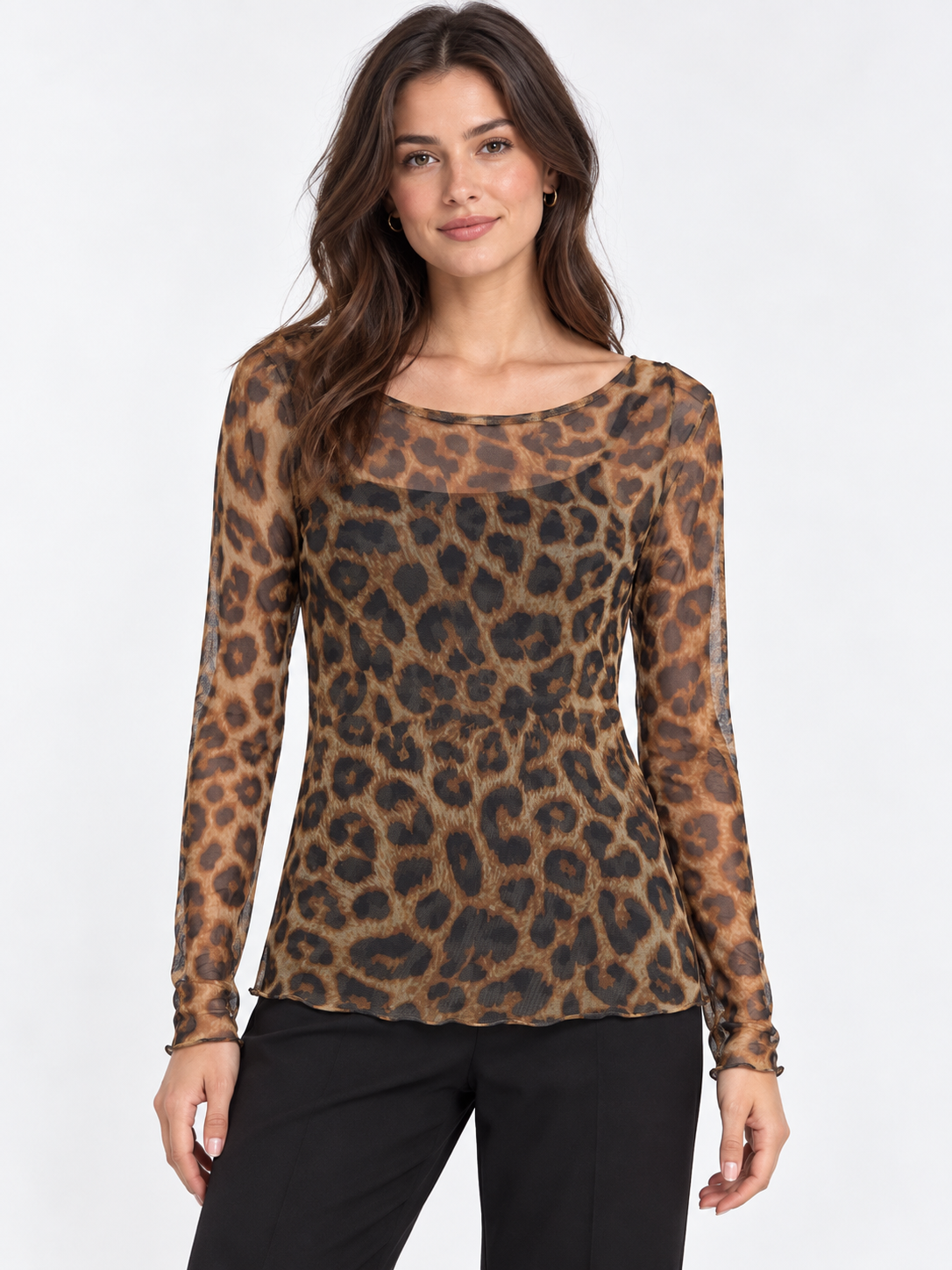 Shirt donna maculata a maniche lunghe – Dixie fronte