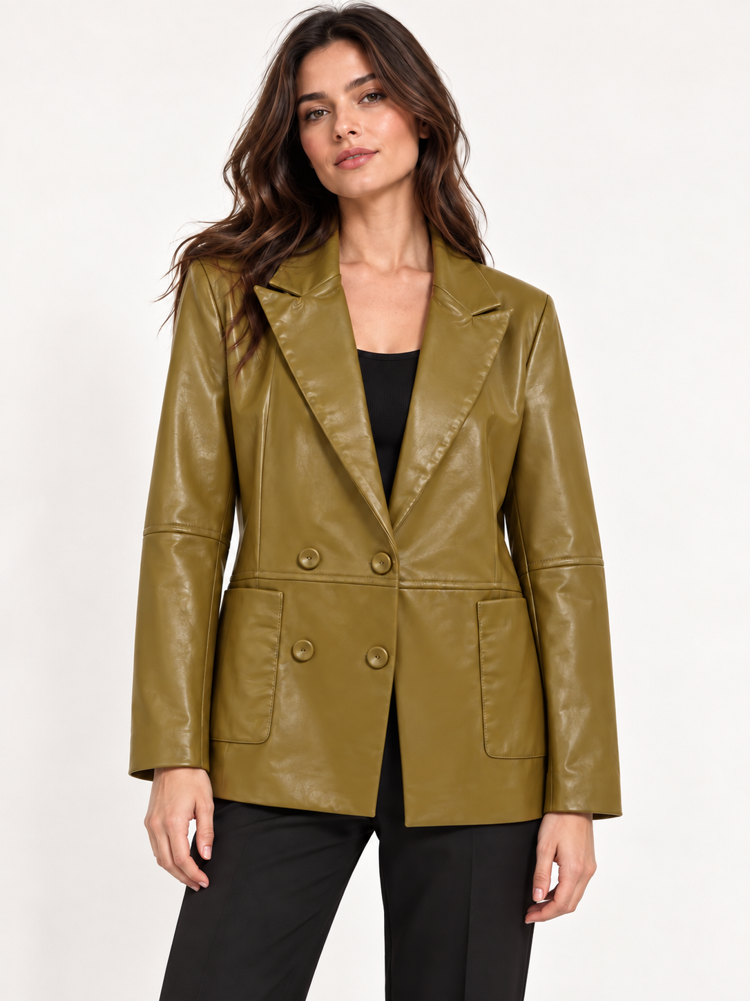 Giacca donna doppiopetto color whisky – HaveOne front