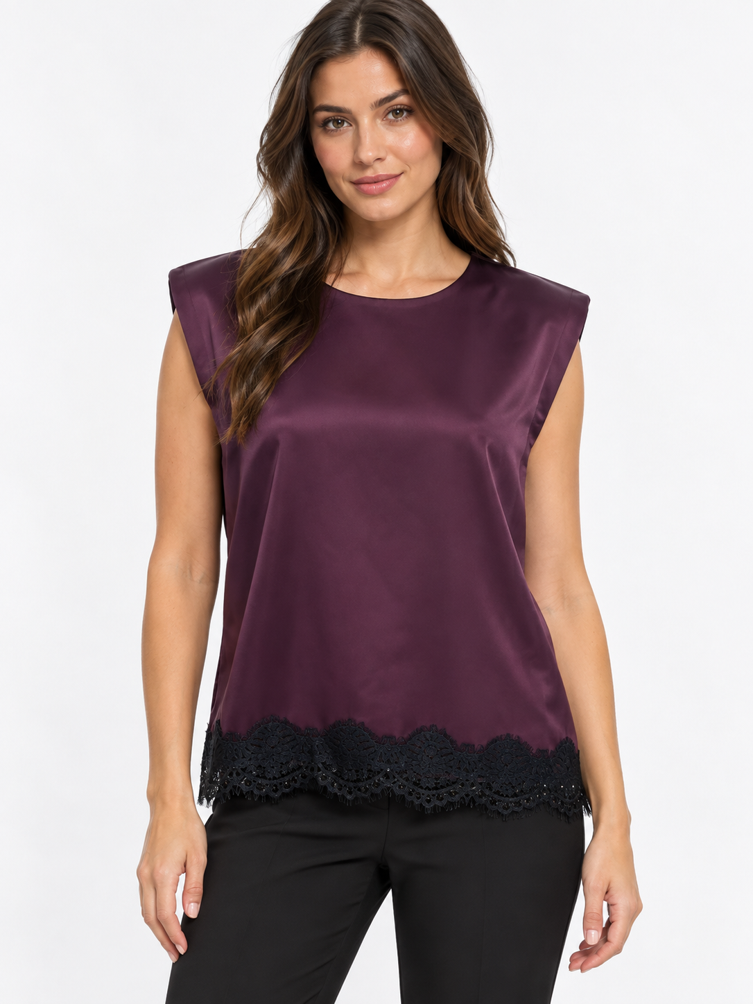 Shirt donna con merletto nero – Motel fronte