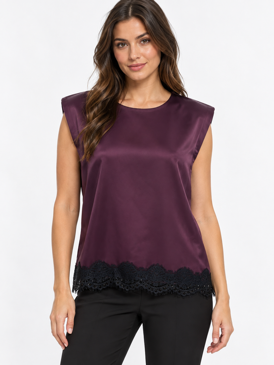 Shirt donna con merletto nero – Motel fronte