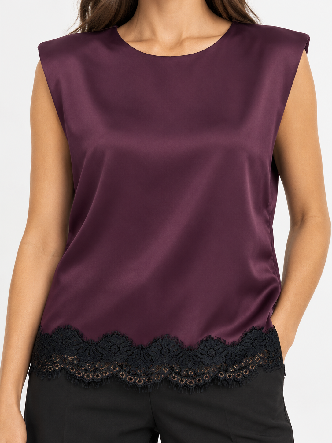 Shirt donna con merletto nero – Motel retro