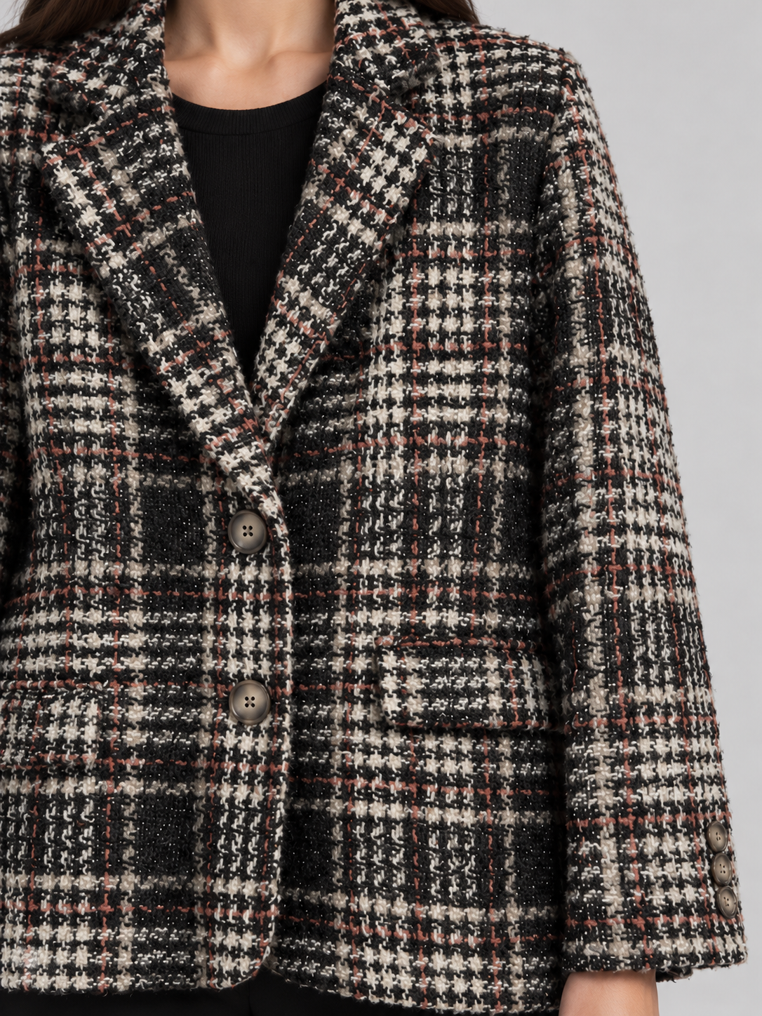 Giacca Dixie a quadri effetto bouclé – dettaglio
