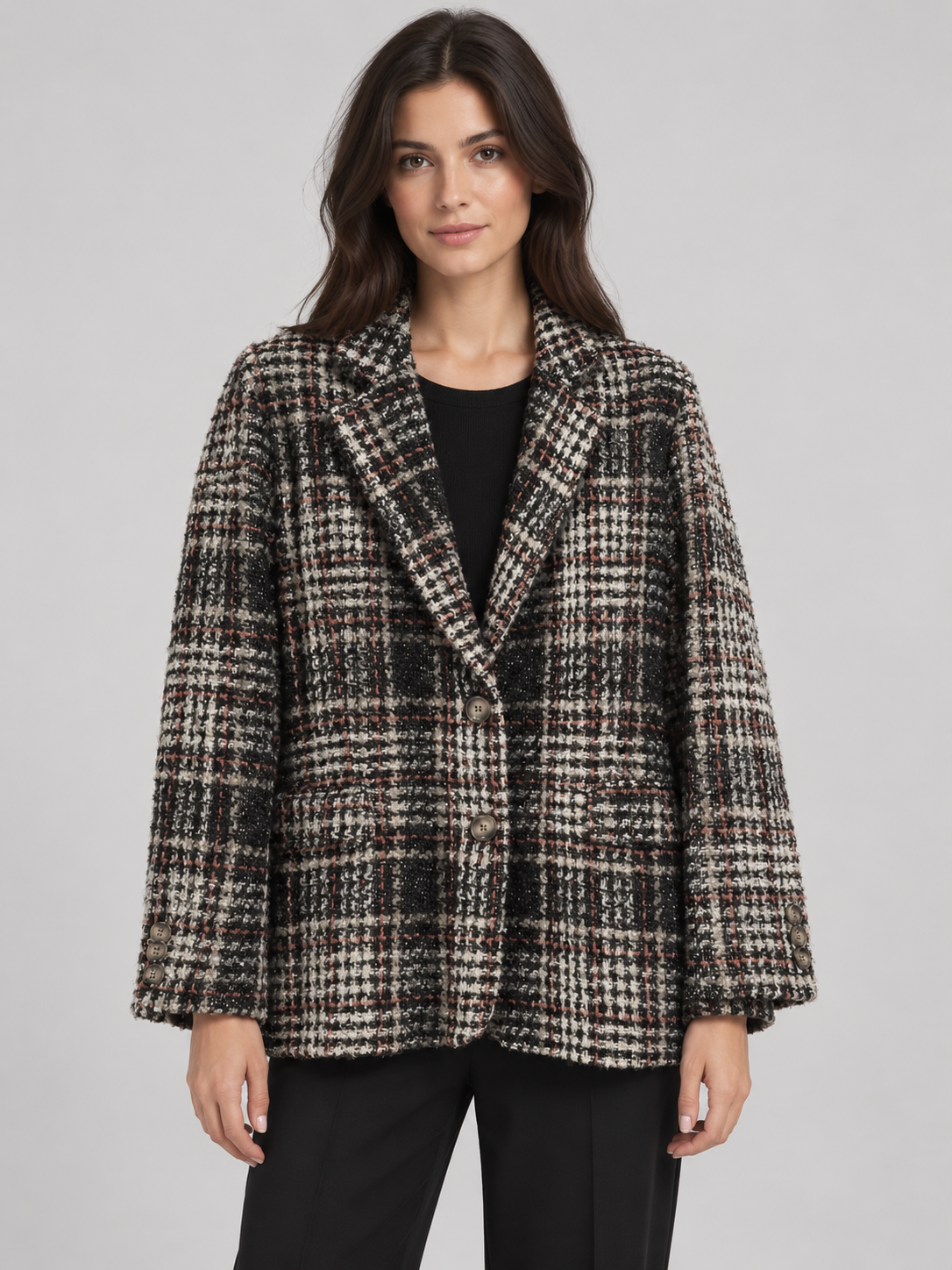 Giacca Dixie a quadri effetto bouclé – fronte