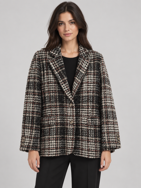 Giacca Dixie a quadri effetto bouclé – fronte