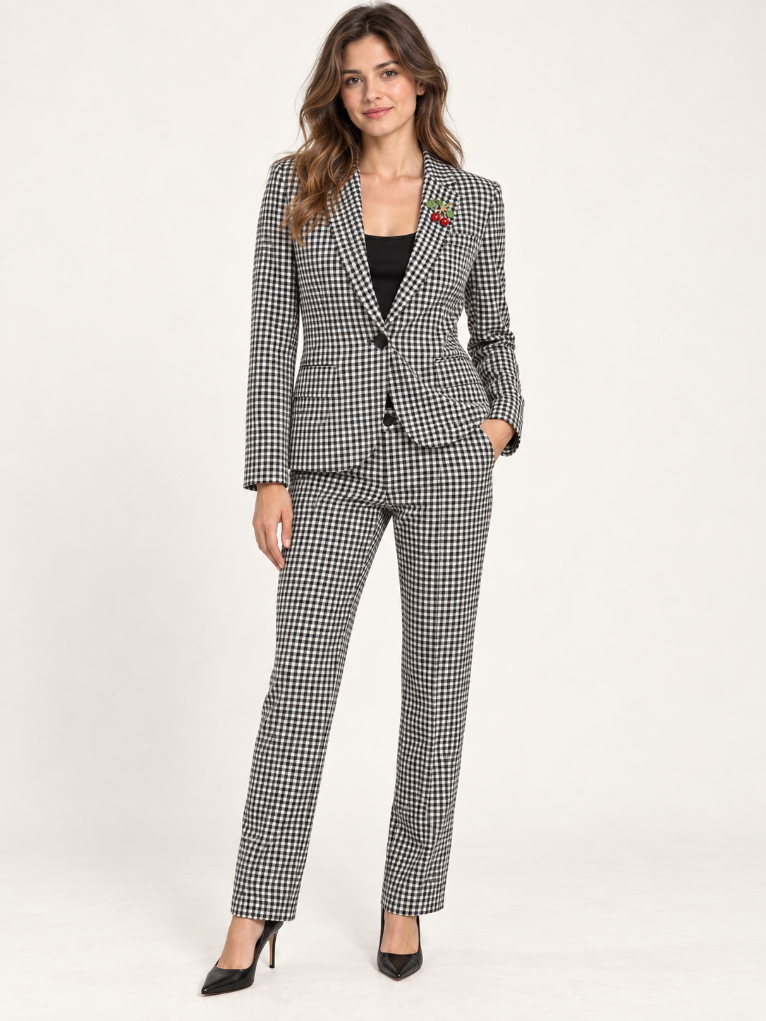 Tailleur Dixie a quadretti — davanti su modella