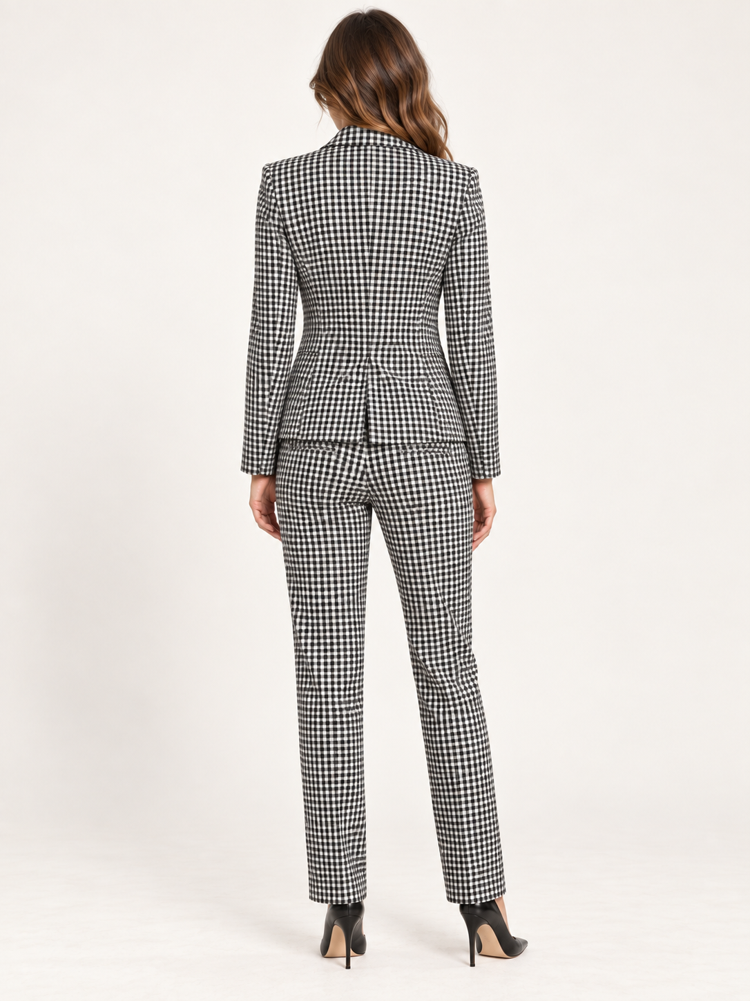 Tailleur Dixie a quadretti — dietro su modella