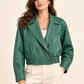 Bomber HaveOne verde in ecopelle — frontale indossata; immagine digitale illustrativa