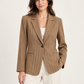 Blazer HaveOne cammello gessato — frontale indossata; immagine digitale illustrativa