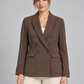 Giacca Have One doppiopetto marrone su modella – fronte