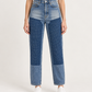 Jeans Pinko con inserti e dettagli luminosi su modella, fronte