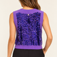 Gilet viola Liu Jo con paillettes e scollo a V - vista posteriore su modella