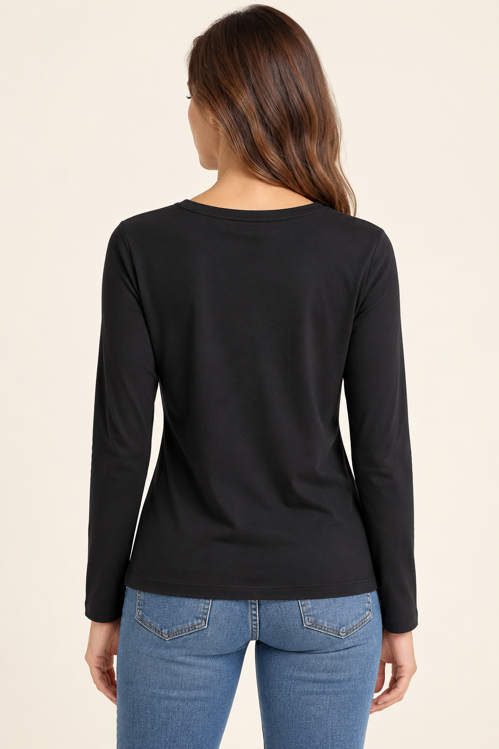 Maglia nera Liu Jo con stampa floreale - vista posteriore su modella
