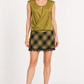 Imperial – Camicia smanicata verde oliva drappeggiata – fronte