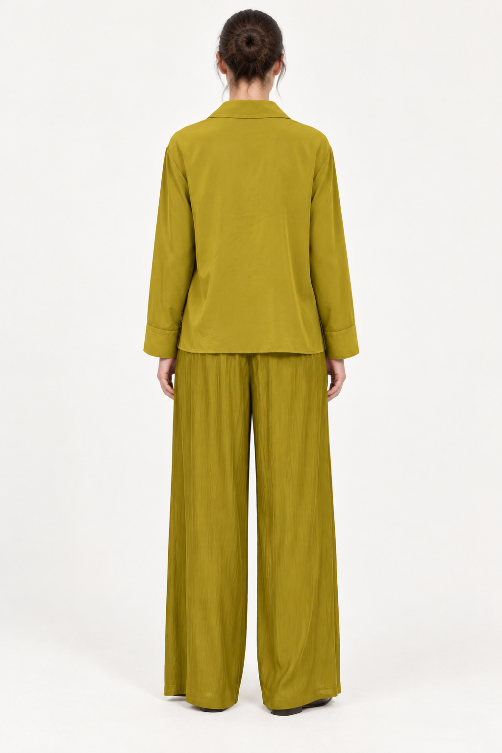 HAVEONE – Pantalone verde oliva effetto stropicciato – retro