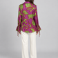 Camicia Milva fucsia e verde con polsini a volant - retro