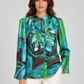 Camicia Milva turchese e verde con volant - fronte