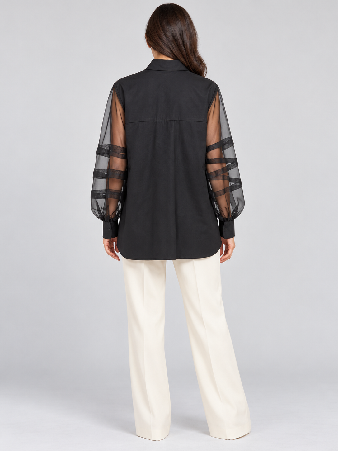 Camicia Milva nera con maniche trasparenti - retro