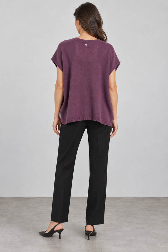 Cardigan donna Dixie viola con bottoni, retro — immagine elaborata con IA