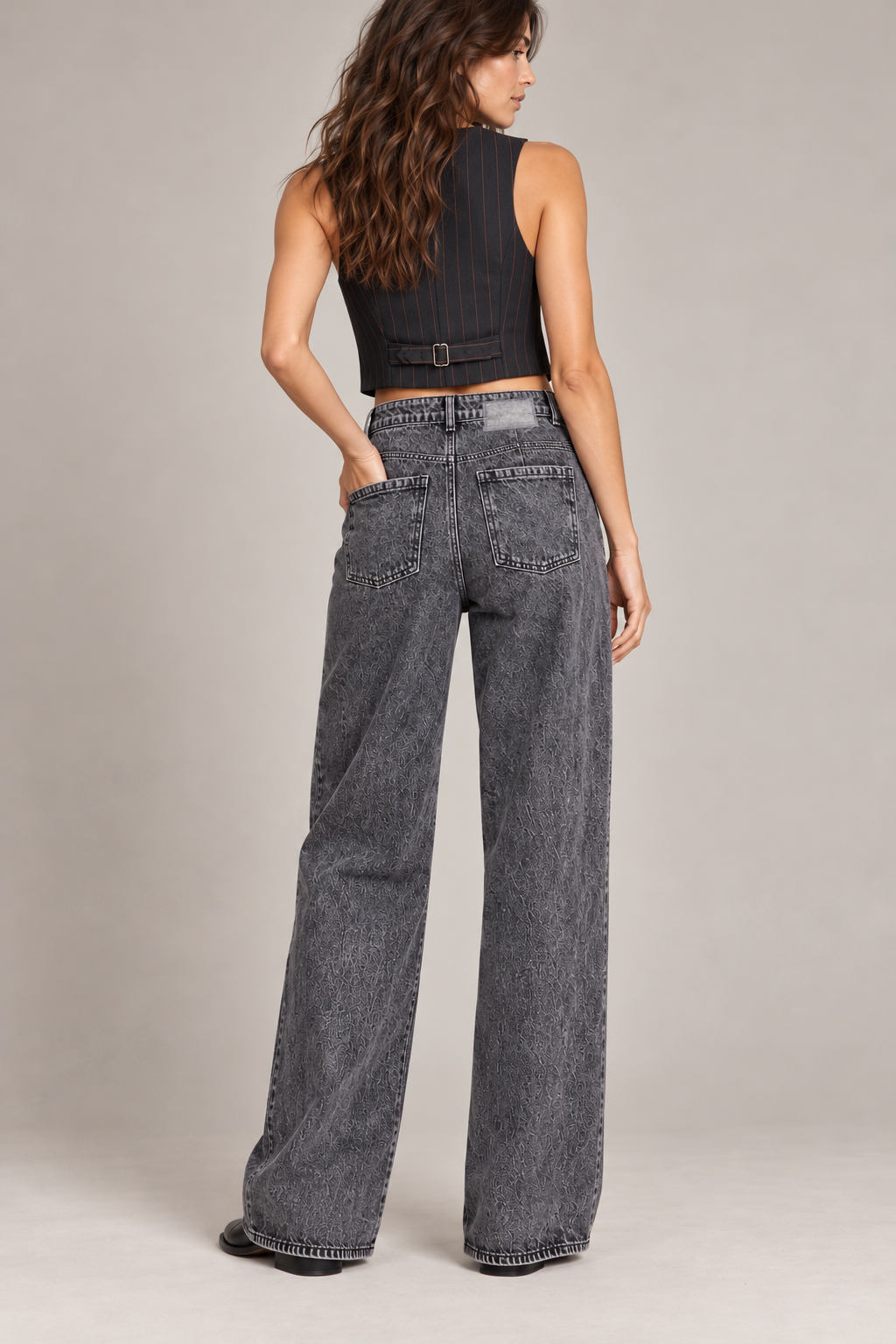 Jeans donna HAVEONE a gamba ampia grigi - dettaglio
