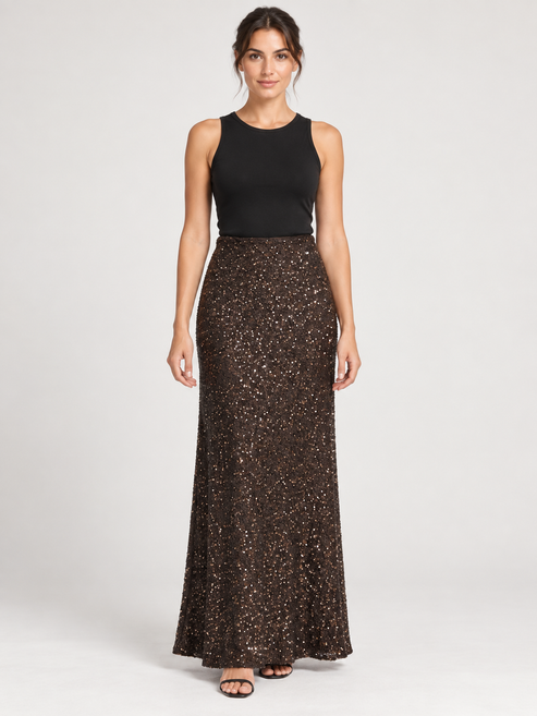 Gonna lunga Aniye By con paillettes — fronte su modella