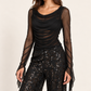 Pantalone donna Motel nero in pizzo e paillettes – dettaglio