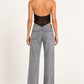 Jeans donna HAVEONE grigi con strass laterali – vista posteriore