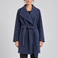 Cappotto donna Alessia Santi blu con cintura - fronte - immagine elaborata con IA