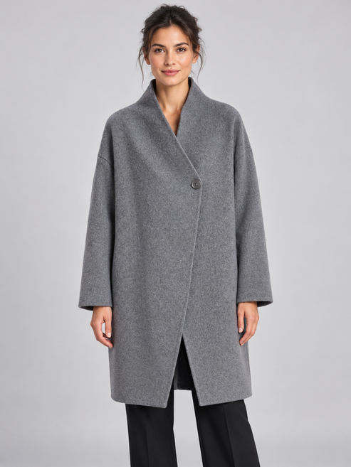 Cappotto donna Alessia Santi grigio in lana - fronte - immagine elaborata con IA