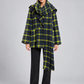 Cappotto donna HAVEONE a quadri con sciarpa - fronte - immagine elaborata con IA