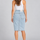 Pinko – Gonna denim chiaro con fibbia – retro