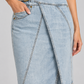 Pinko – Gonna denim chiaro con fibbia – dettaglio