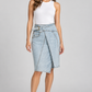 Pinko – Gonna denim chiaro con fibbia – fronte