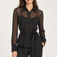 Camicia Pinko nera con bottoni gioiello fronte