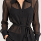 Camicia Pinko nera con bottoni gioiello dettaglio