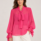 Camicia Pinko fucsia con fiocco fronte