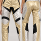 Pantalone Pinko metallizzato oro e argento dettaglio