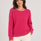 Maglione Pinko fucsia con dettagli gioiello fronte