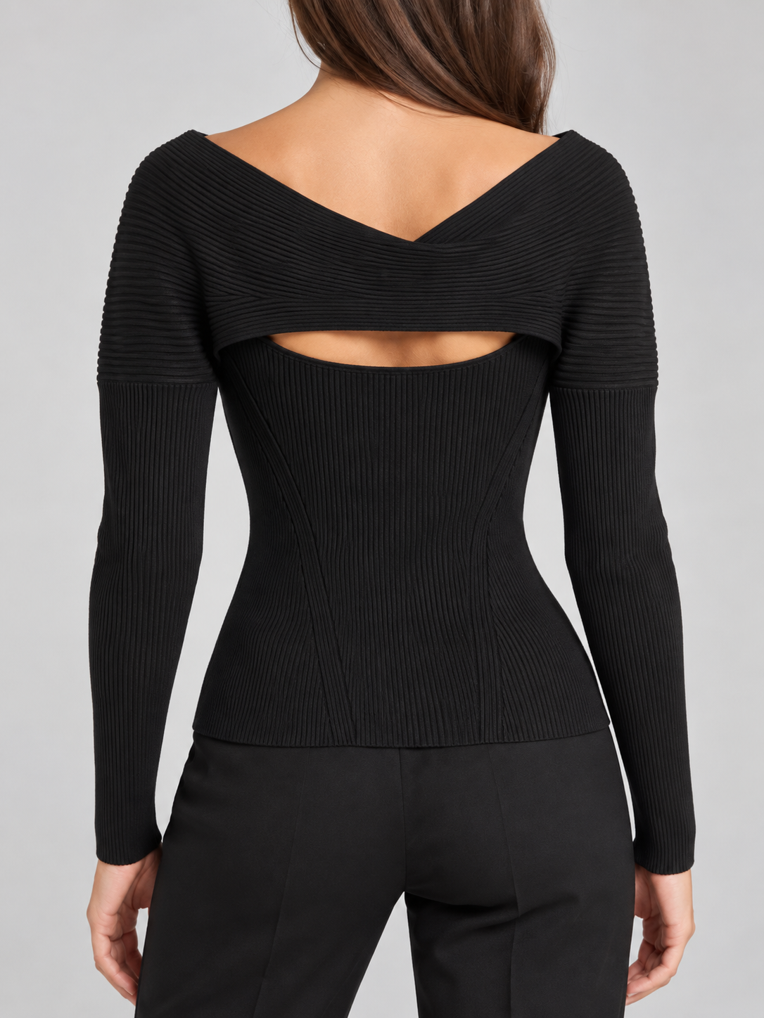 Maglia Pinko nera a coste con aperture - retro