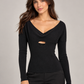 Maglia Pinko nera a coste con aperture - fronte
