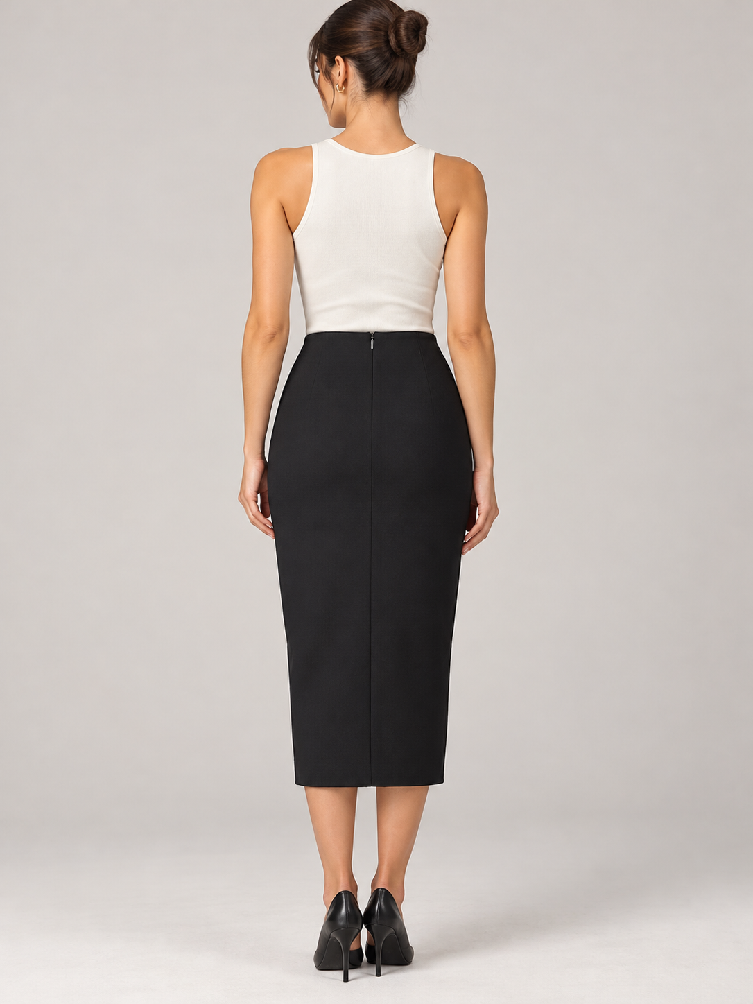 Gonna Pinko nera con spacco regolabile con zip - retro