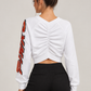 Felpa Pinko bianca con arricciatura e logo sulla manica - retro