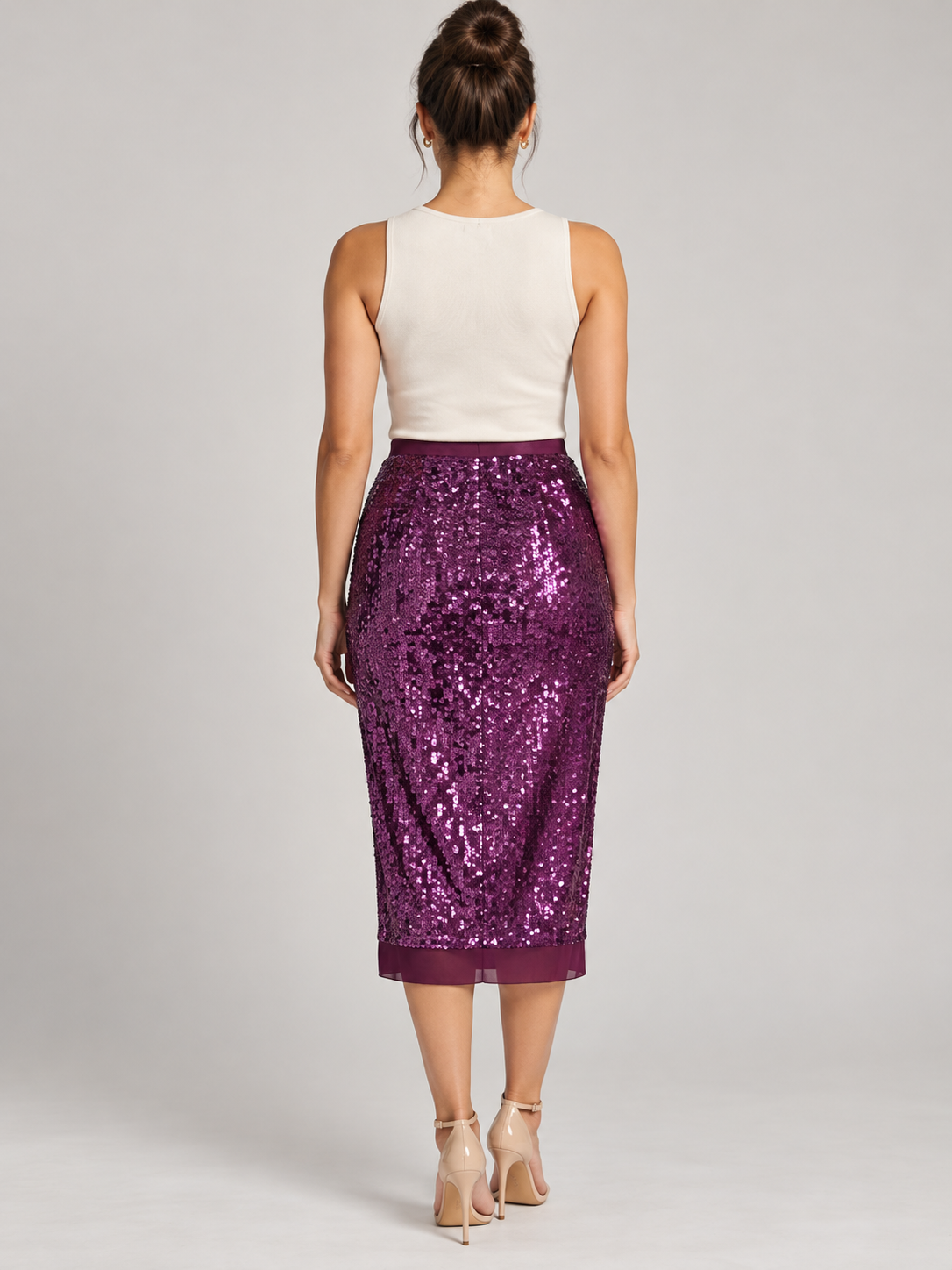 Gonna Pinko viola con paillettes - retro